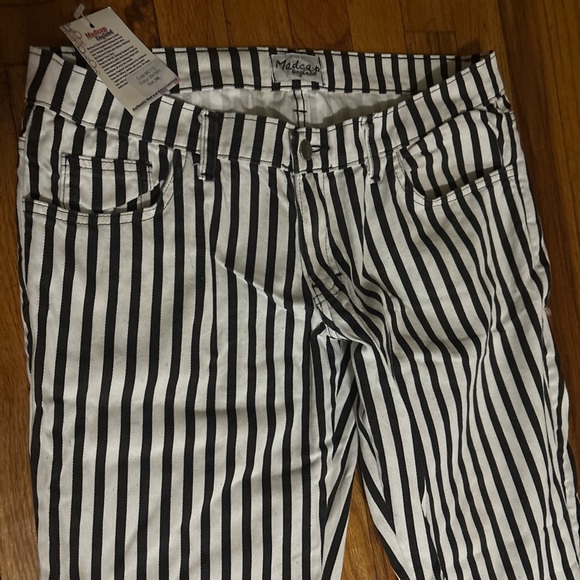 Striped Black and White Women's Jeans - Picture 3 of 3